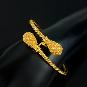 Classic Twist Design Gold Plated Cuff Bracelets 21k Gold Color Luxury Dubai Bridal Wedding <b>Bangles</b> for Women Wedding Party - Product Image 2