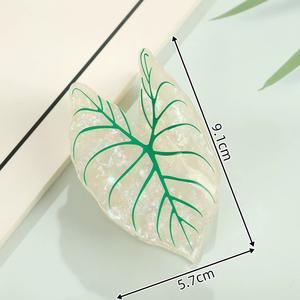 Yi YHJ Accessori per Capelli da Donna in Stock, Fermaglio Grande con Design a Foglia Verde, Clip per Capelli in Acetato Personalizzata, Consegna Rapida - Product Image 3