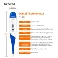 Termometer Digital Fleksibel T15SL untuk Manusia, Bebas Merkuri, Plastik, Elektrik, Tahan Air, Portabel, Pengukur Demam Mulut