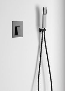 Modern Minimalist One Function Brass Concealed Bathroom <b>Shower</b> Set Hotel Black Chrome <b>Waterfall</b> Bathroom Mixer - Product Image 2