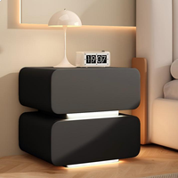 Table de chevet moderne intelligente avec miroir et éclairage LED multifonctionnel, en bois, pour chambre à coucher et appartement