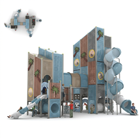Équipement de terrain de jeu commercial Flyingkids en HDPE avec structure en acier pour parcs, zones de jeux éducatives, zones pour enfants à domicile - Haute capacité