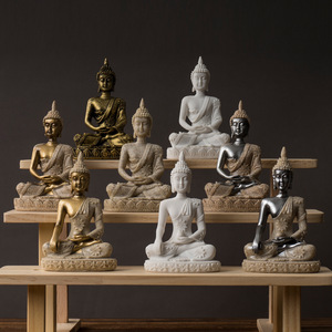 Estatua de Buda Dorada de Resina, Arte Espiritual, Adorno para el Hogar y Decoración de Estilo <span class=keywords><strong>Zen</strong></span> para Exteriores, Regalo, Artesanía de Resina - Product Image 2
