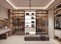 Parcos Dressing sur mesure pour toute la maison avec îlot central, rangement en MDF laqué