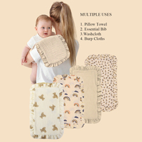 Lot de 4 lingettes d'épaule en mousseline 100 % coton, motif floral estival, absorbantes et douces, 4 couches, pour bébé