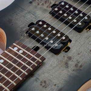 6 <b>String</b> Guitar Fanned Fret Headless Guitar Burl <b>Top</b> Ash Body Manufacturer Supply OEM Guitar Set for Beginner - Product Image 4