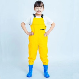 Salopette imperméable en PVC <span class=keywords><strong>rose</strong></span> en gros avec chaussures intégrées pour garçons et filles – Idéale pour les activités aquatiques - Product Image 5