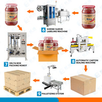 Ligne de production de remplissage de pots de sauce automatique Machine d'étiquetage de capsulage sous vide pour sauce curry Gingembre Pâte d'ail Sauce Teriyaki