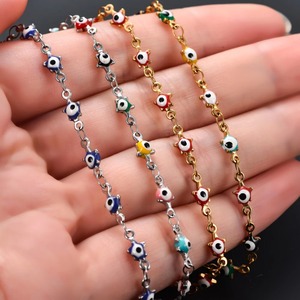 Collana a Catena con Ciondolo a Stella a Cinque Punte e Occhio <span class=keywords><strong>Turco</strong></span> da 4,5 mm in Acciaio Inossidabile per Donna, Girocollo Impermeabile, Accessori Gioielli in Metallo - Product Image 5