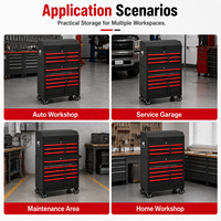 Coffre à outils en acier robuste à grande capacité avec roulettes, armoire à outils mobile portable