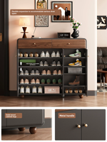 Meuble à chaussures modulaire en bois massif de style américain avec étagère à chaussures multi-niveaux moderne et 6 étagères pour salon