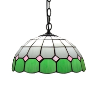 12 pouces Tiffany vitraux lampes minimaliste méditerranéen vert fait à la main lustre chambre restaurant lustres décoratifs