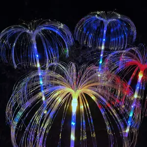 Luces de jardín de medusas de fibra óptica Led solar para exteriores, luces solares que cambian de 7 colores para decoración navideña al aire libre
