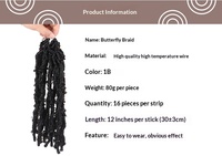 Extensions de cheveux au crochet pré-bouclées de 12 pouces, style Butterfly Locs, effet vieilli, doux, pour tresses, pour femmes noires, couleurs 1B/BUG/30, vente en gros