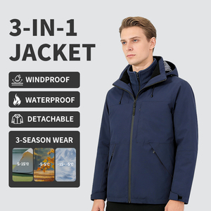 Veste d'extérieur légère unisexe 3-en-1 <span class=keywords><strong>imperméable</strong></span> et respirante avec doublure <span class=keywords><strong>polaire</strong></span> et capuche zippée pour l'escalade - Product Image 1