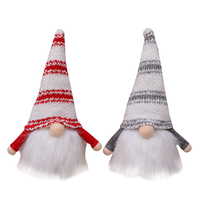 Peluche de Noël Lumineuse Rudolph avec Chapeau Rayé, Poupée Sans Visage, Décoration de Vitrine et de Fête