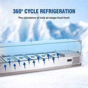 Tủ lạnh để salad, bàn chuẩn bị thực phẩm đặt hàng riêng, bàn làm việc thương mại, tủ lạnh để salad trên mặt bàn - Product Image 4