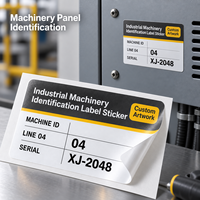 Étiquette autocollante d'identification pour machines industrielles en BOPP imprimée sur mesure pour panneaux d'équipement avec graphisme de marque personnalisé