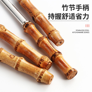 Bamboo Handle Stainless Steel Hot Pot Ladle Extra Large Size <b>Cooking</b> Spoon Porridge Spoon Soup Shell - Product Image 1