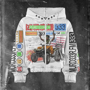 Heather Grey DTG Print Custom <b>Graphic</b> Streetwear French Terry Cotton Oversized <b>Zip</b>-<b>Up</b> <b>Hoodie</b> for Unisex Autumn - Product Image 1