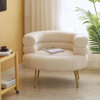 Chaises longues de lecture confortables pour salon chambre chaise d'appoint moderne fauteuil en velours Teddy doux avec pieds en métal doré