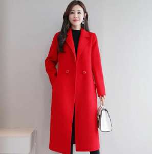 2022 bon prix mode féminine veste à carreaux moyen long Double boutonnage long manteau de <span class=keywords><strong>laine</strong></span> pour femmes - Product Image 6