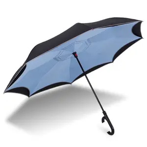 Fornecedor de guarda-chuva OEM suporte de fábrica logotipo personalização dupla camada guarda-chuva reto reverso invertido de 27 polegadas para carro