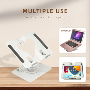 Nouveauté 2025 Support pour ordinateur portable et livre ergonomique réglable en hauteur en métal avec rotation à 360 degrés, port USB et lumière - Product Image 3
