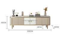 Meuble TV en acier inoxydable doré American Shell Meuble TV moderne avec dessus en marbre Ensemble de table basse Meuble de rangement de luxe de designer