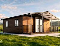 Maison préfabriquée modulaire en acier avec terrasse et balcon, cabane moderne écologique de luxe portable pour villa de vacances ou vie à la ferme