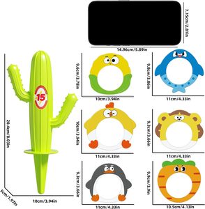 <span class=keywords><strong>Jeu</strong></span> de lancer d'anneaux 9 pièces (inclut 3 cactus et 6 anneaux de dessin animé) – Jouets de plage et de sable d'extérieur avec piquets de notation - Product Image 2