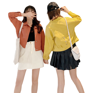2023 New Woman Jean <strong>Jacket</strong> Denim Wholesale Custom Fall Women Point Collar Oversize <strong>Cropped</strong> Denim <strong>Jacket</strong> - Product Image 1