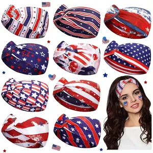 Country Flag Headband Accessories Knotted Printed Independence Day 4th of July Patriotic American Flag Headband for Women Man