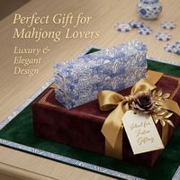 Tuiles de Mahjong Américaines Transparentes en Porcelaine Bleue et Blanche à Motifs Artistiques, avec Règle Pratique en PVC pour Jeu de Société à Domicile