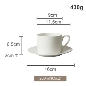 Factory Custom Printing/Logo Bone China Tea Cup And Saucer Set Ceramic Coffee Cup Cappuccino White Cups Custom Packaging Box