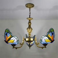 Lustre LED Papillon Rétro pour la Maison, le Salon, la Chambre, le Café, l'Hôtel, la Villa – Lampe Suspendue Artistique Créative Américaine Colorée