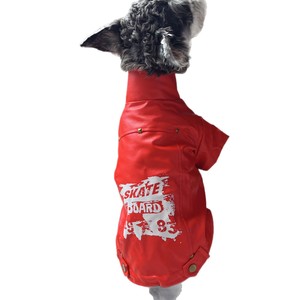 Dog Leather Jacket Red Fleece Lined Winter Warm Clothing For Medium Sized Dogs <b>Bulldog</b> Pug Pet <b>Coat</b> - Product Image 4