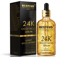 Sérum Visage Liquide Hydratant à la Feuille d'Or 24K et Nicotinamide pour Éclaircir et Blanchir la Peau - Meilleure Vente
