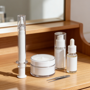 Tube cosmétique vide en plastique PS blanc de 5 ml, 10 ml, 20 ml, flacon pompe sans air pour utilisation avec un scalpel à ultrasons, crème pour les yeux - Product Image 1