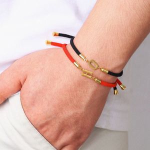 Pulsera Tejida con Dijes de Letras y Pedrería, Aleación de Zinc, Joyería Unisex, Regalo de Moda - Product Image 1