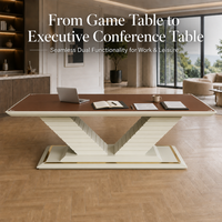 Table de tennis de table multifonctionnelle en acier inoxydable avec filet amovible, convertible en table de réunion de bureau pour usage domestique
