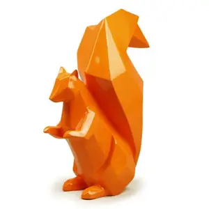 Modern Art Resin Geometry Animal Statue Colored Drawing Fiberglass Geometric Sculpture Squirrel