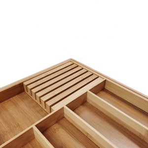 Organisateur de couverts multifonctionnel extensible en bois 2022, <span class=keywords><strong>plateau</strong></span> à couverts en bambou pour tiroir - Product Image 6