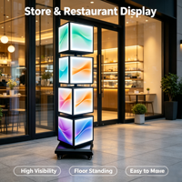 Panneau publicitaire lumineux sur pied, double face, LED, type totem, pour centre commercial, solution d'affichage pour atrium, usage commercial