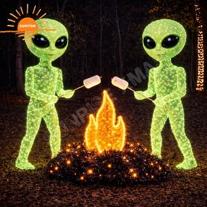 Décorations de Noël : sculpture géante de planète en forme d'anneau LED, motif lumineux sur le thème de l'espace, installation lumineuse pour festival en extérieur - Product Image 6