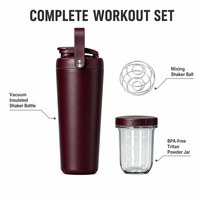 Gobelet isotherme à double paroi pour protéines, 16 oz, 24 oz, garde au froid 24-36 heures, Tritan sans BPA, acier inoxydable, pour la salle de sport