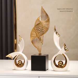 Adornos de porcelana de lujo nórdicos modernos, esculturas de arte abstracto para decoración del hogar, oficina, decoración creativa única de cerámica para el hogar - Product Image 2