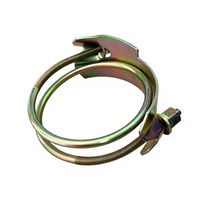 Collier de serrage robuste double fil de 2,5 pouces en acier inoxydable poli réglable pour tuyau en caoutchouc industriel (OEM)