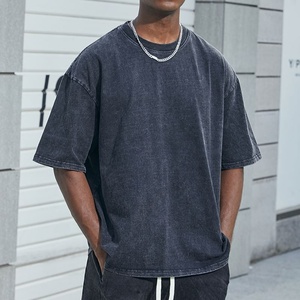 T-shirt surdimensionné en coton tricoté 100 % de haute qualité, délavé à l'acide, pour homme, style streetwear, effet vintage, impression personnalisée - Product Image 6