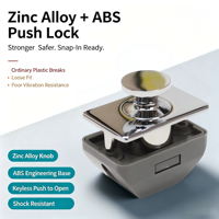 Loquet à poussoir en alliage de zinc et ABS chromé pour meuble de camping-car, bateau et véhicule marin – Plus robuste, plus sûr, sans clé, résistant aux chocs